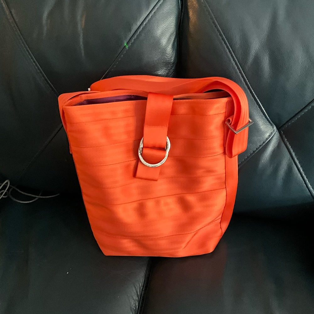 Maggies Bag.    Orange Seatbelt bucket bag